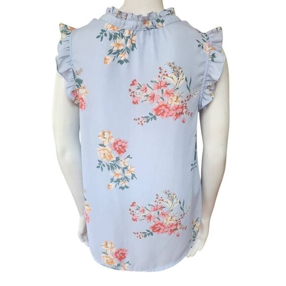 41 Hawthorne Blue Floral Sleeveless Top (S) - Picture 4 of 6